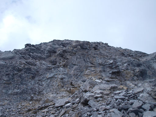This section is just below the summit ridge. Difficult and loose