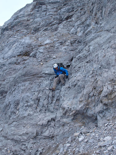 Now he came down. This is the typical terrain near the summit ridge