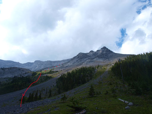 Looking back. The alternate descent route went down from center to left