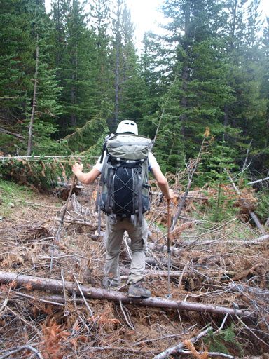 Crossing an avalanche debris field