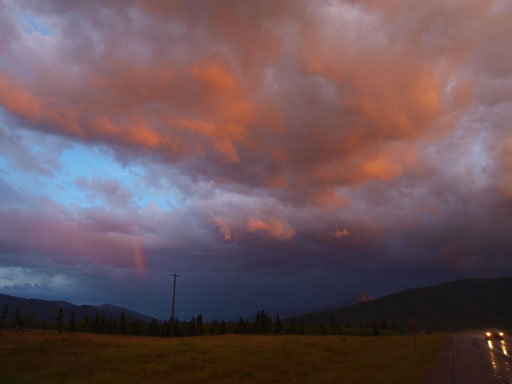 I stopped on highway 1 for photos. Unique view when storm and sunset come together
