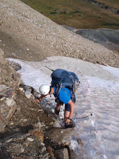 Trying not to slip on the snow