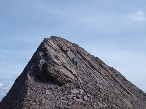 On my way down, looking back at Vern, Eric, and Ben ascending the last bit