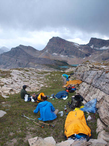 Our high bivy, about half an hour passing the Lake.