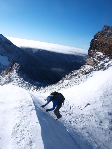 Ben down-climbing a short section