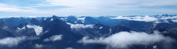 Looking south involves giants like Cataract Peak. You can also pick out Assiniboine