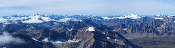 Hector and Lake Louise's Group on left; Balfour and Waputik Icefield on right