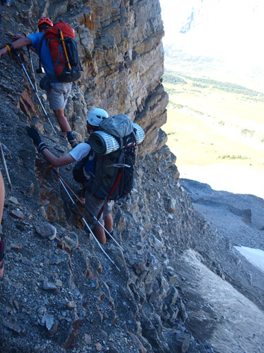 Carefully ascending back Quartzite Col