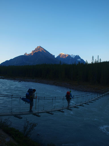 Crossing the suspension bridge