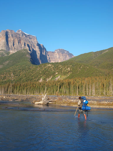 Liam crossing the first big channel. Not a big deal,