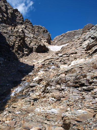 Here we would access the big gully, and we would follow it up