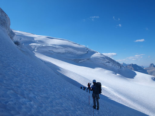 Contouring around hoping to see easier terrain