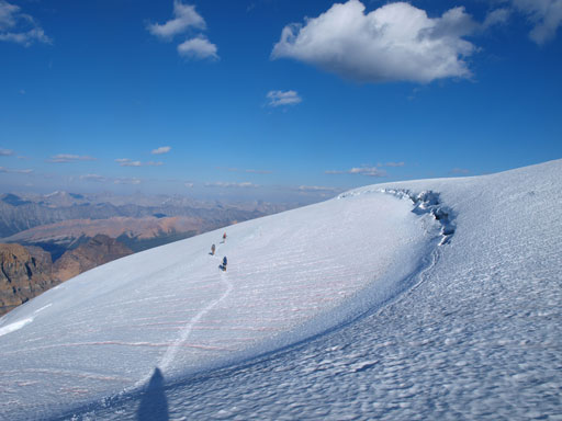 Vern, Eric, and Liam descending the upper icefield