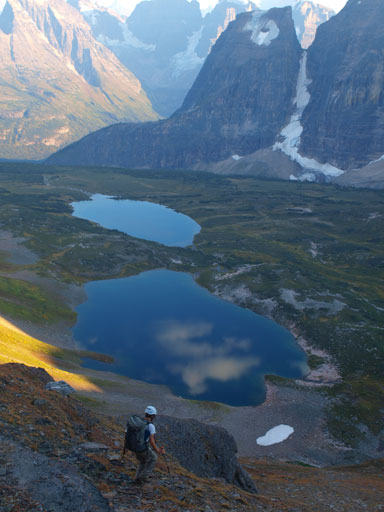 Interesting reflection of a few clouds on the upper lake