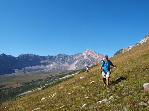 Long side-hilling brought us to Fortress Mountain's base