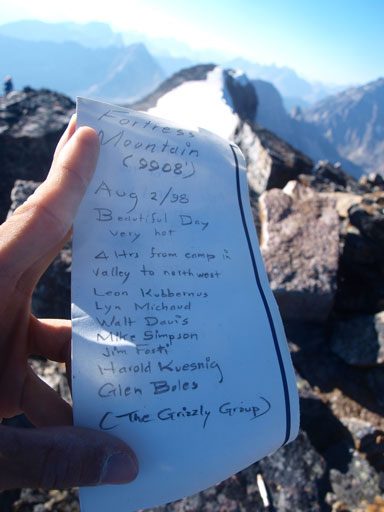 Entry from the grizzly group in 1998