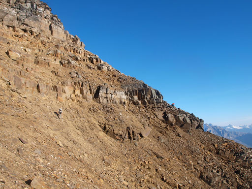 We bypassed the difficult ridge by traversing a broad scree band