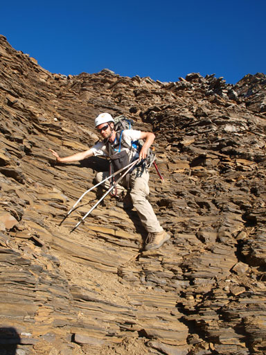 Descending the main gully