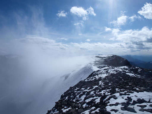 Looking back towards the summit plateau from the outlier