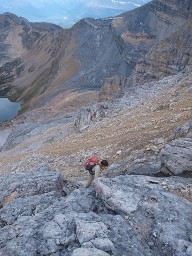 Liam scrambling up an optional step