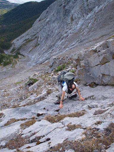 There're a couple short slabs to scrambling through