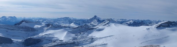 Panorama of Drummond Icefield, with Mount Hector behind
