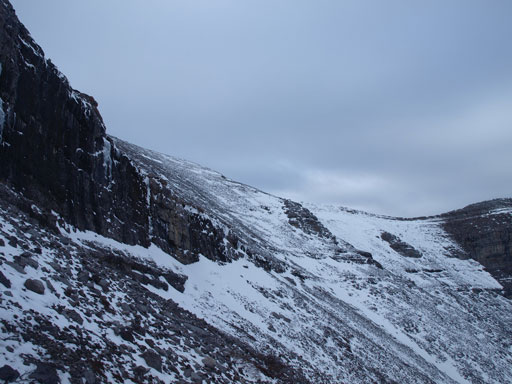 It's pretty obvious where to go. The farther you traverse, the easier the terrain is.