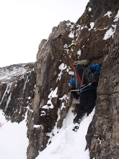 We tried a harder route but it's too difficult without ice tools and technical cramps