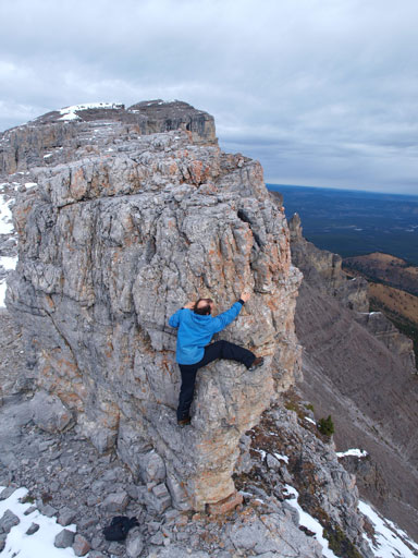Ben found another bouldering opportunity on this jagged ridge.