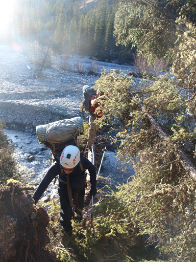 Even on the trail/road, we had to cross creek due to washouts