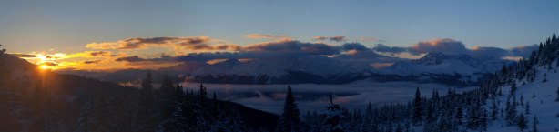 Panorama of Mietter River Valley at sunrise. Click to view large size.