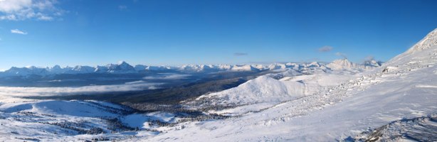 Panorama from partway up the summit ridge.