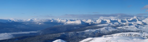 Looking into Mt. Robson P. Park. Yellowhead Mountain is the low one at center.