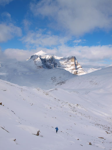 Descending Mount Pattison, with Monarch Mountain in the background