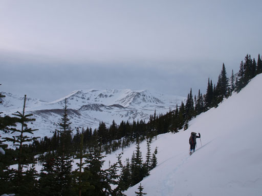 There's one avalanche slope to cross below treeline