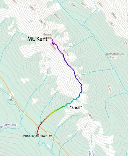 Mt. Kent winter ascent route