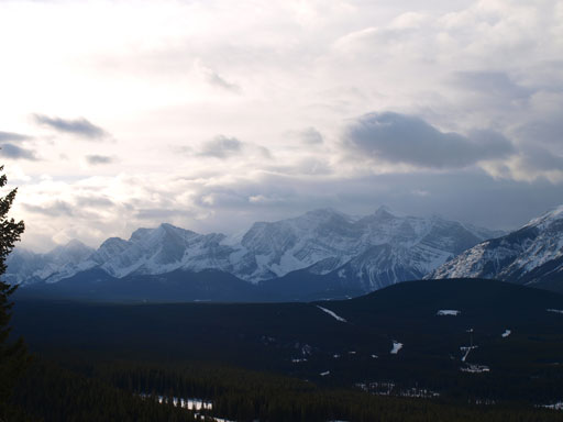 A view of the peaks in Kananaskis Lakes area