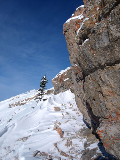 Sometimes I had to traverse left underneath some rock pinnacles