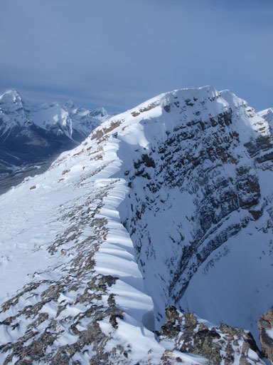 The last bit. Note that in the foreground it's snow covered slabs, not scree..