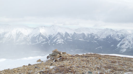 The summit cairn, with Mount William Booth behind