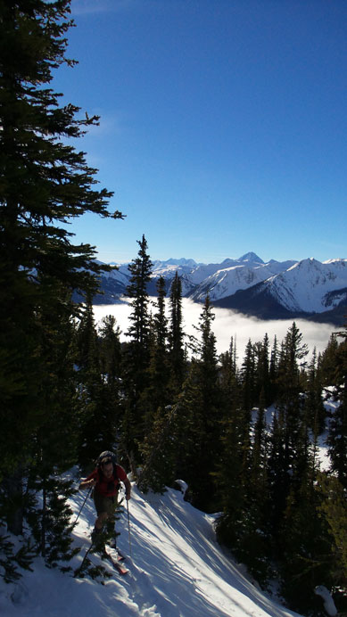 Skinning up a steeper section