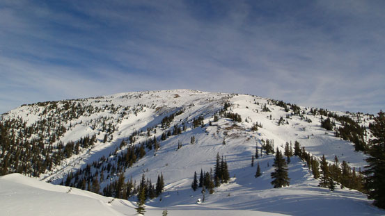 The foreshortened slope in the alpine