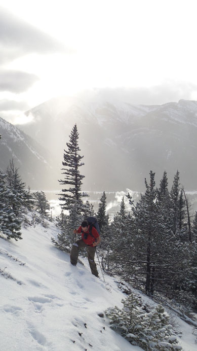 Eric ascending the typical terrain