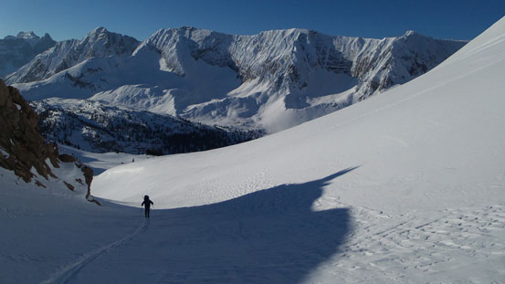 Looking back at Eric skinning up this gully