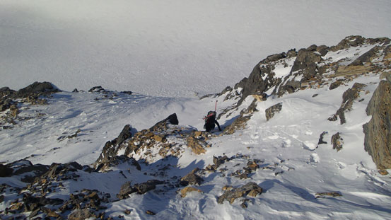 Ben coming up the steep and exposed short-cut