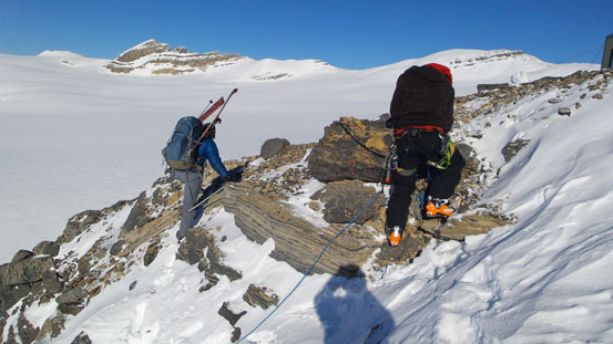 We threw down a rope to assist Eric up this slope