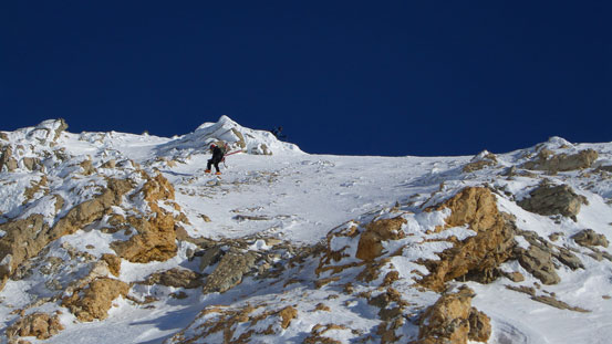 Ben and Eric descending this very steep slope