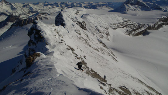 Steep snow slope brought us to the ridge crest