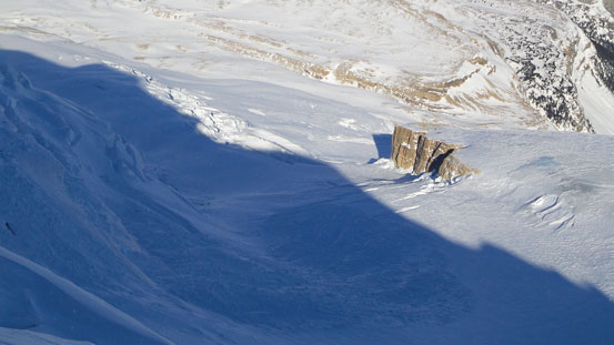 This is the route from Balfour Hut to Balfour High Col. Lots of crevasses and serac fall danger
