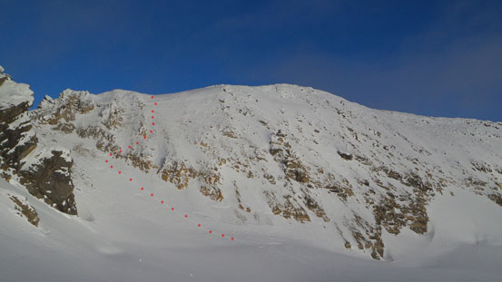 Looking up the 'down-climb' that we had to reverse